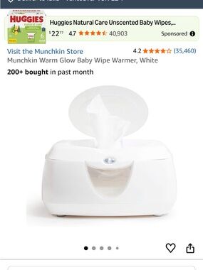 Munchkin White Baby Wipe Warmer with Soft Glow